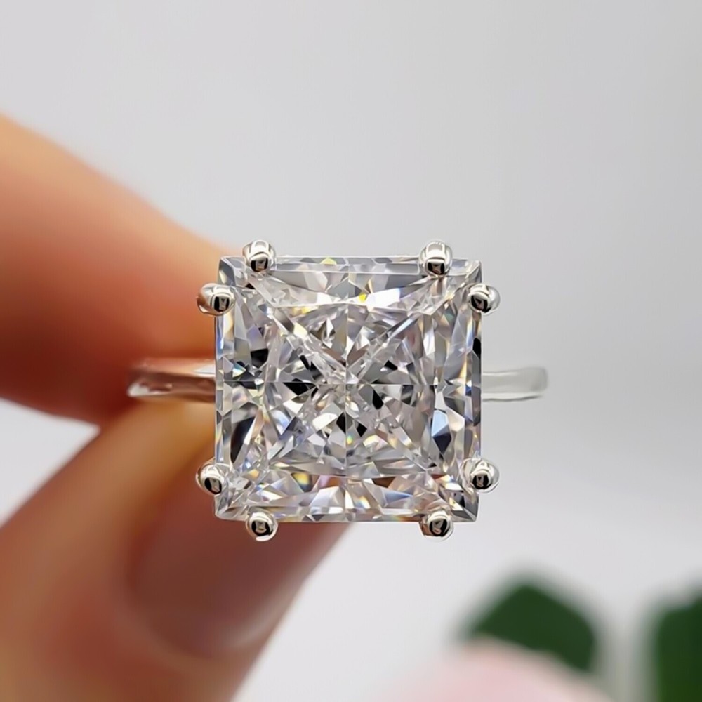 4.70 Ct Princess Cut White Diamond Solitaire Ring 925 Silver Gift for Her
