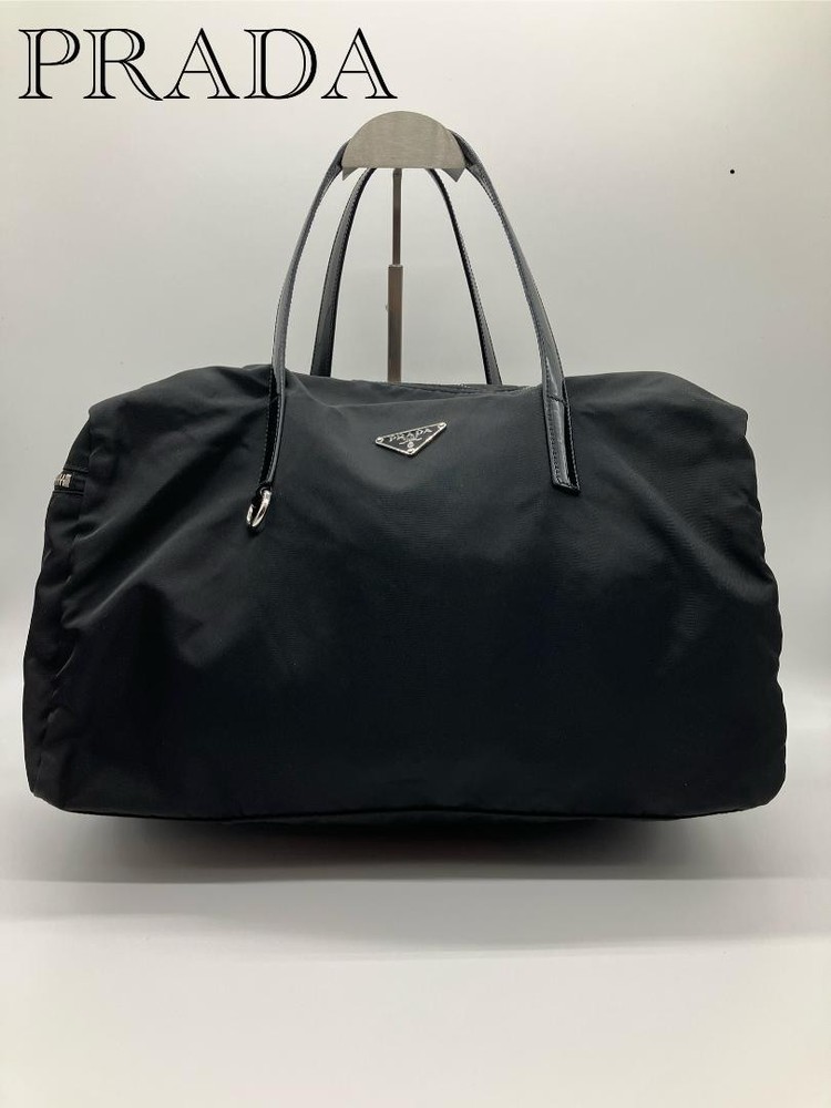 Prada Tessute Mini Boston Bag in Nylon and Patent Leather