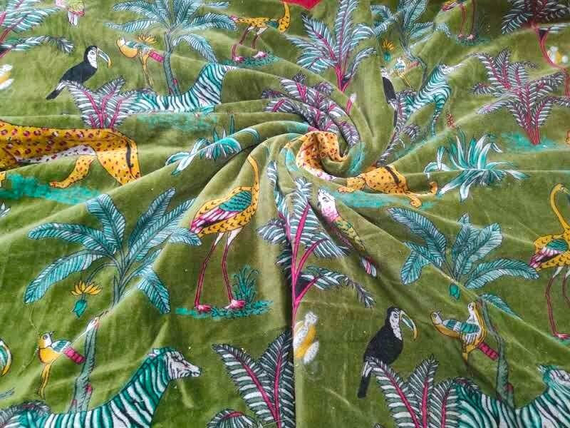 Luxury Soft Velvet Animal Print Upholstery Fabric by Yard for Sewing