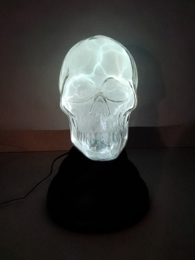 Vintage, Can You Imagine 12in Plasma Lighting Glass Skull, Halloween Prop