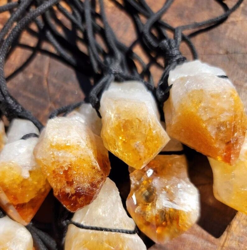 Raw Citrine Crystal Pendant Healing Balance Spiritual Women Men Necklace Gifts