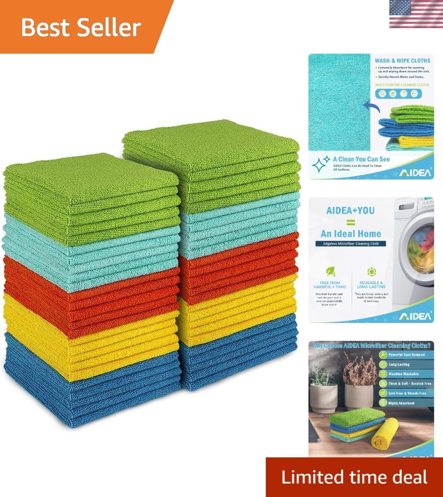 50-Pack Multipurpose Microfiber Towels - Lint-Free & Reusable for All Surfaces