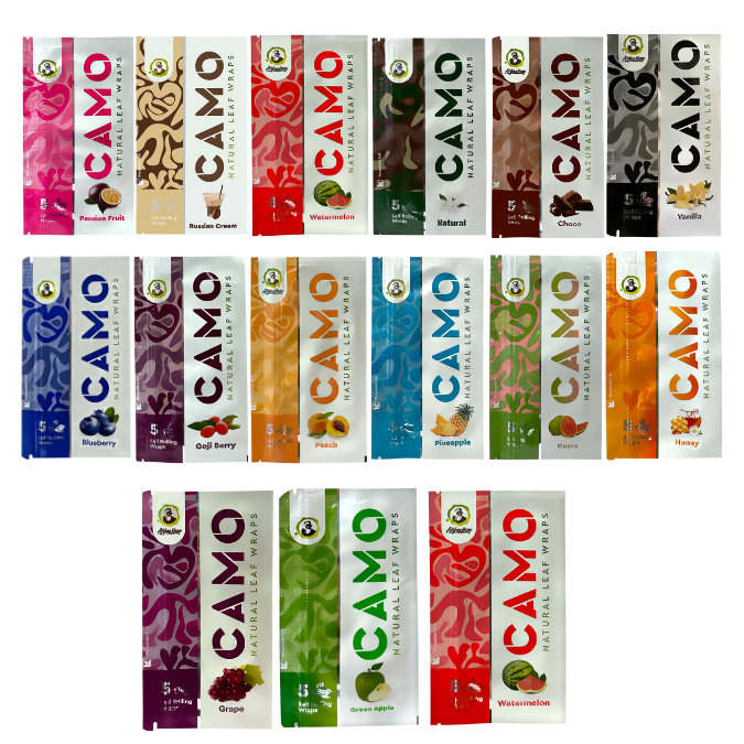 CAMO Self-Rolling Natural Leaf Wraps 125mm wraps -16 Flavors (one each pack)