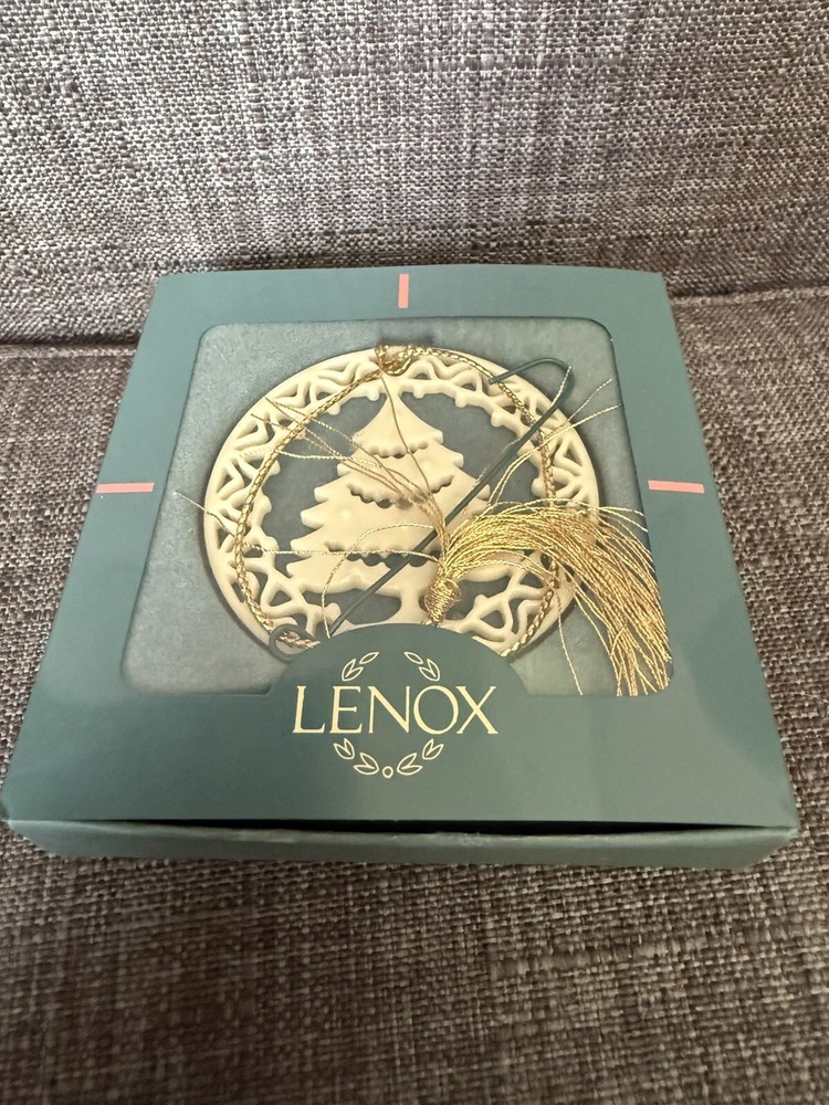 Vintage 1990s Lenox Porcelain Christmas Ornament Yuletide Tree Cutouts