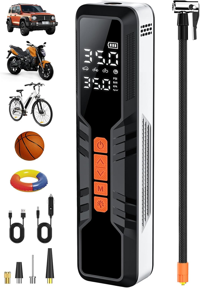 Tire Inflator Portable Air Compressor 10000Mah, 4X Fast Air Pump for Car Tires,