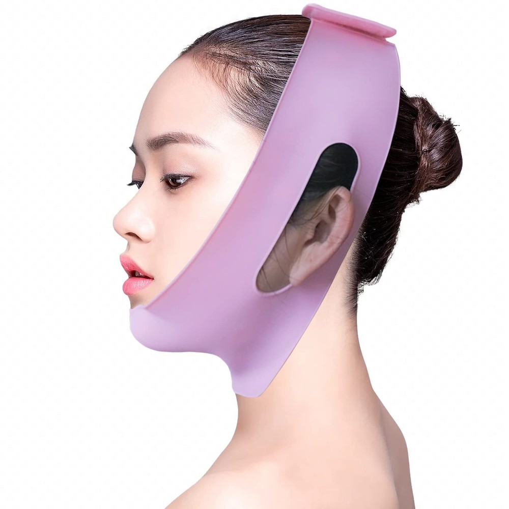 Reusable Silicone Double Chin Strap V Line Lifting Maskï¼ŒChin Lipo Compression