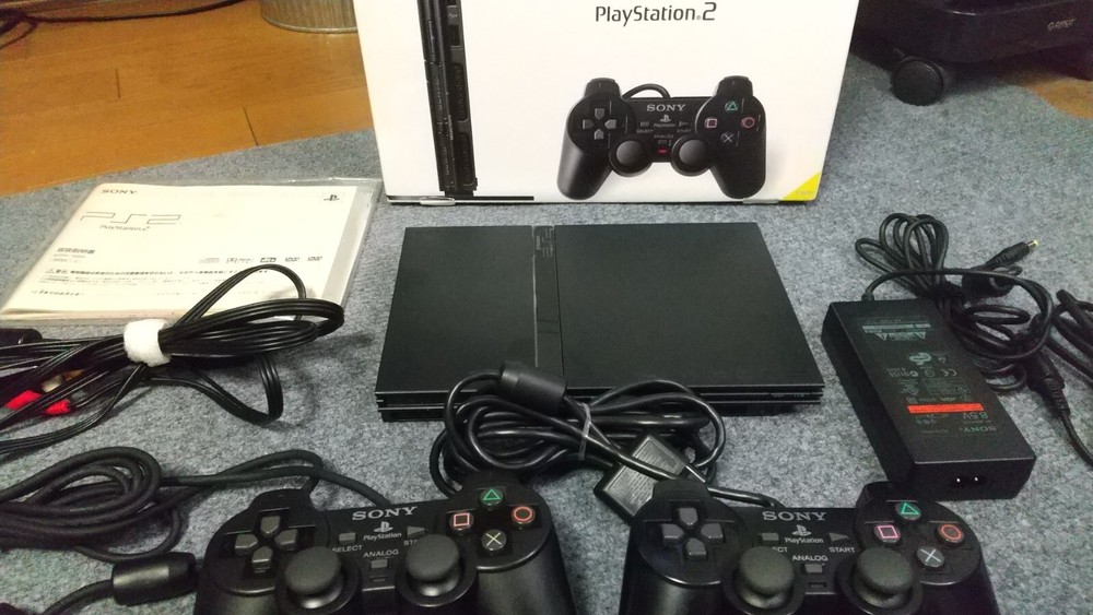 Sony PS2 Slim Black Console with 2 Controllers - Great Condition