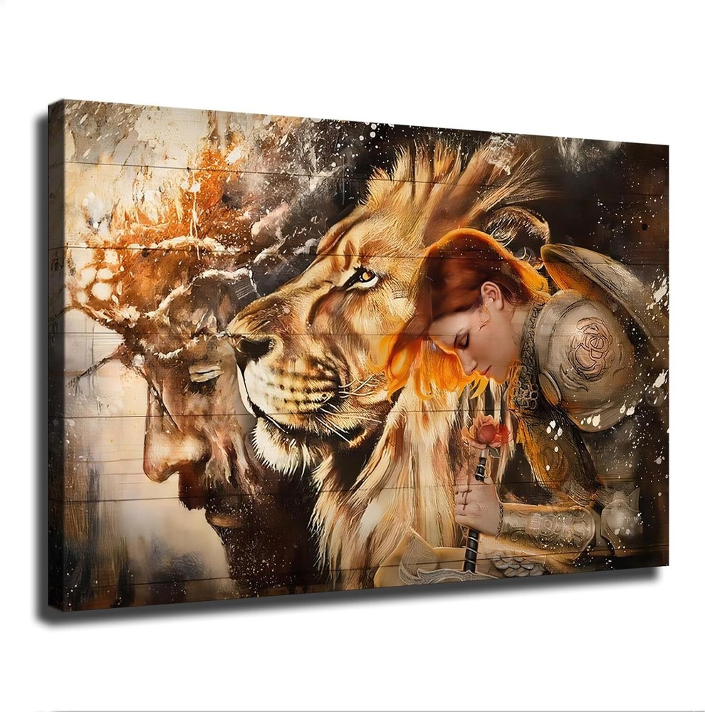 Female Warrior, Woman of God, Lion of Judah Christian Wall Art for Women Chri