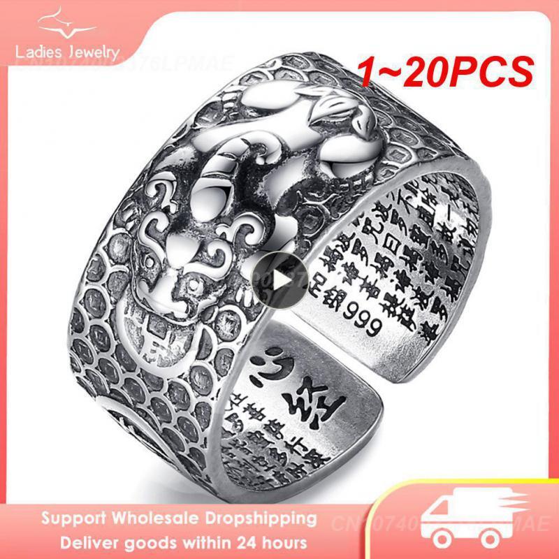 1~20PCS Feng Shui Pixiu Mani Mantra Protection Wealth Ring Charms Ring Amulet We