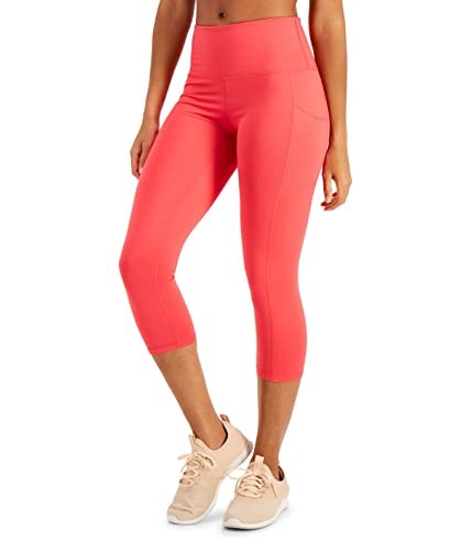 Ideology NWT Women's High-Rise Side-Pocket YOGA GYM Cropped Leggings Pink Size S