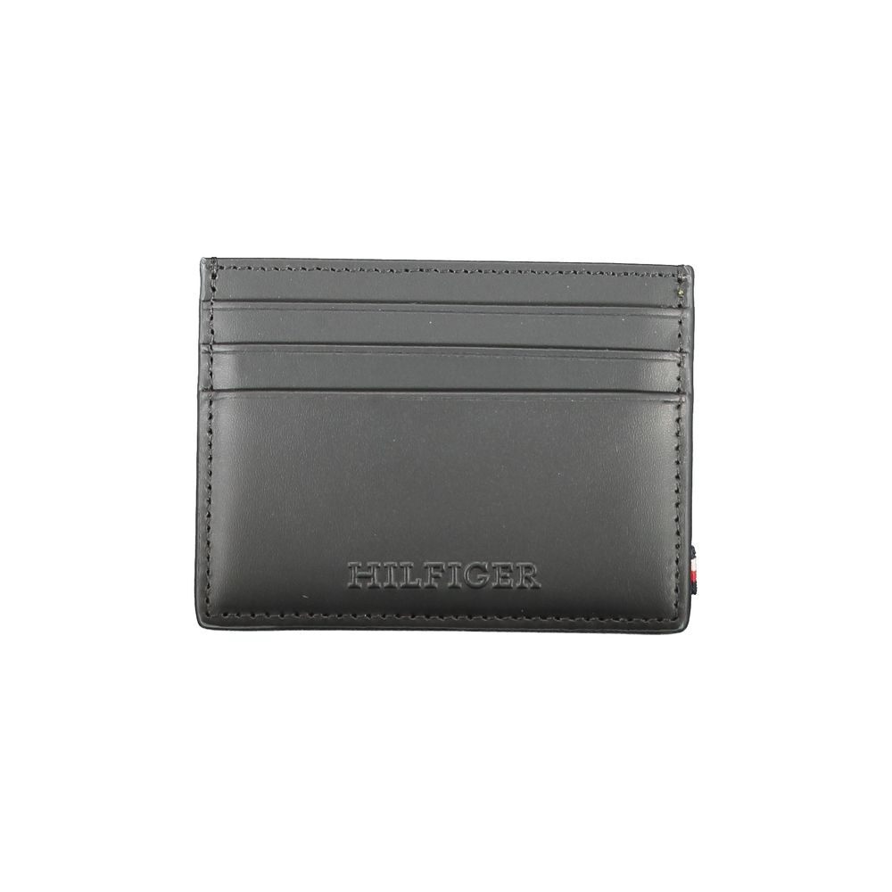 Tommy Hilfiger Mens Black Leather Slim Bifold Wallet