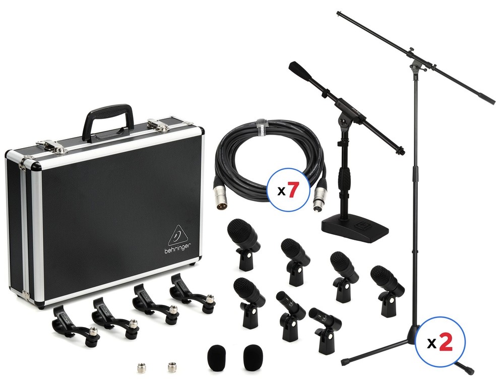 Behringer BC1200 7-piece Drum Microphone Bundle with Stands and Cables