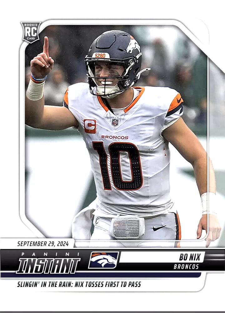 PRESALE Bo Nix Broncos 2024 Panini Instant Graded Gem-MT 10 ROOKIE Card #57-image