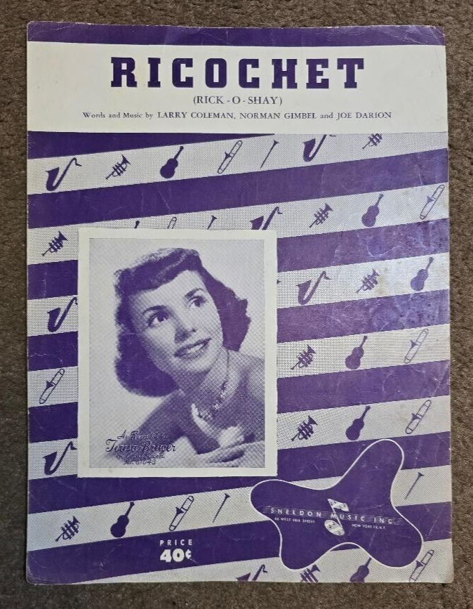 Theresa Brewer Ricochet Sheet Music 3 Pages by Larry Coleman & Norman Gimbel VGVG+ Condition