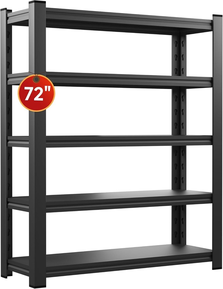 72-Inch Heavy Duty Garage Shelving with 2000 lb Capacity and Adjustable Height