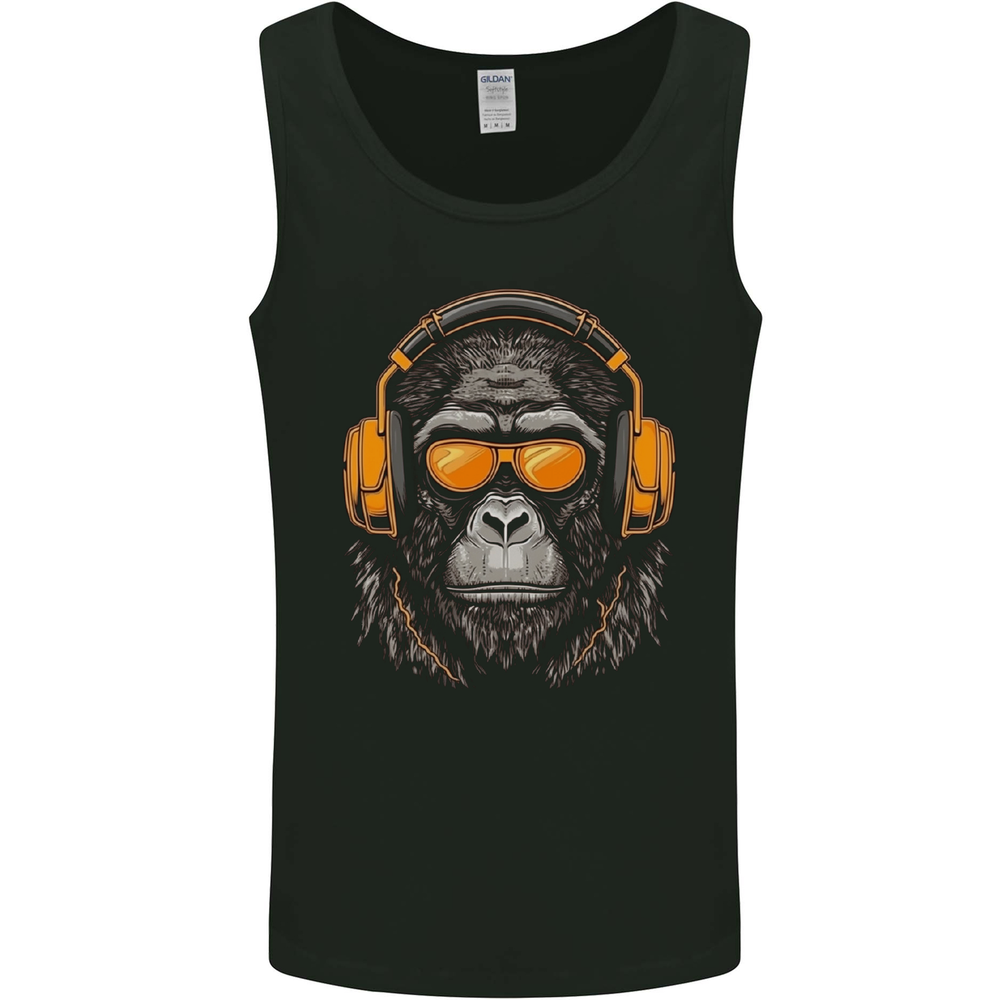 A Gorilla with Headphones Music DJ Mens Vest Tank Top