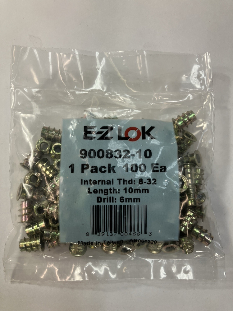 EZ-LOK 8-32 10MM Die Cast Zinc Alloy Hex-Drive Flanged Threaded Inserts 100 Pcs
