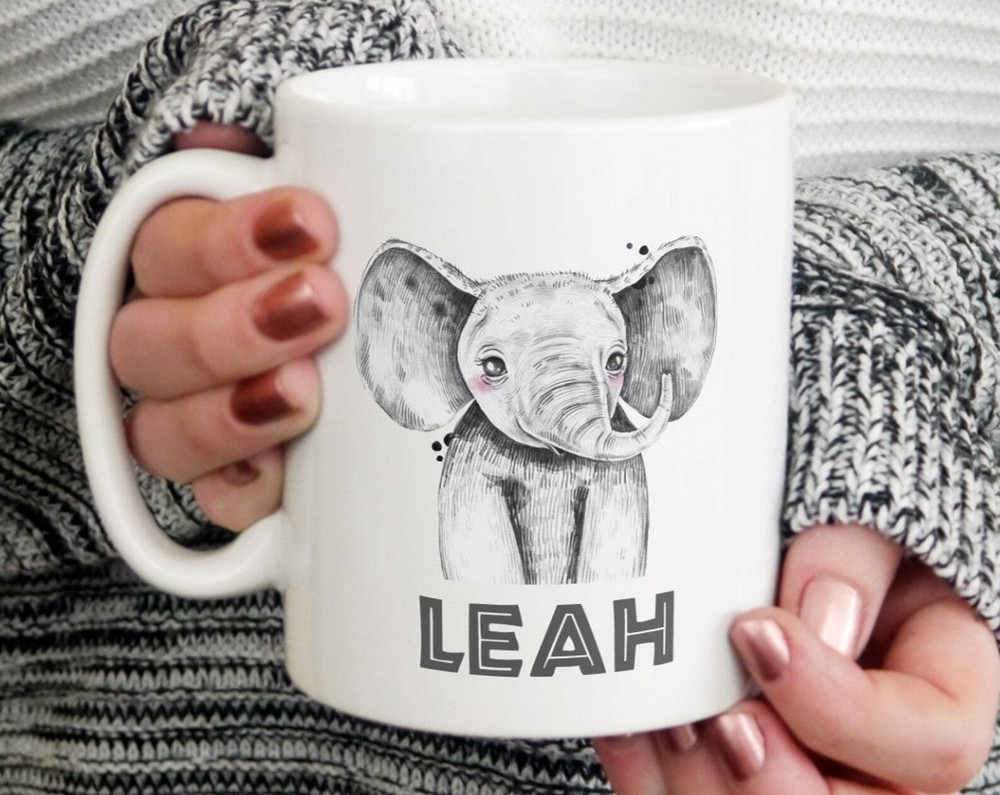 Personalisedelephant Mug Latte Mug Enamel Mug Kids Mug Wild Animal Mug Safari