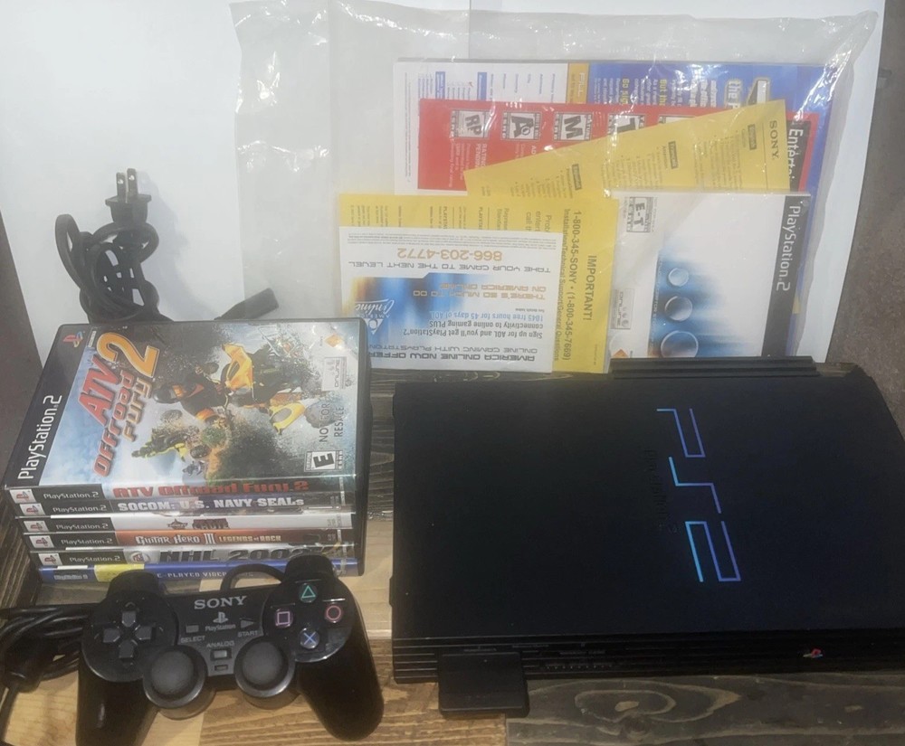 Sony PS2 Fat 50001 Console with 5 Games 1 Controller Manual No Video Cable