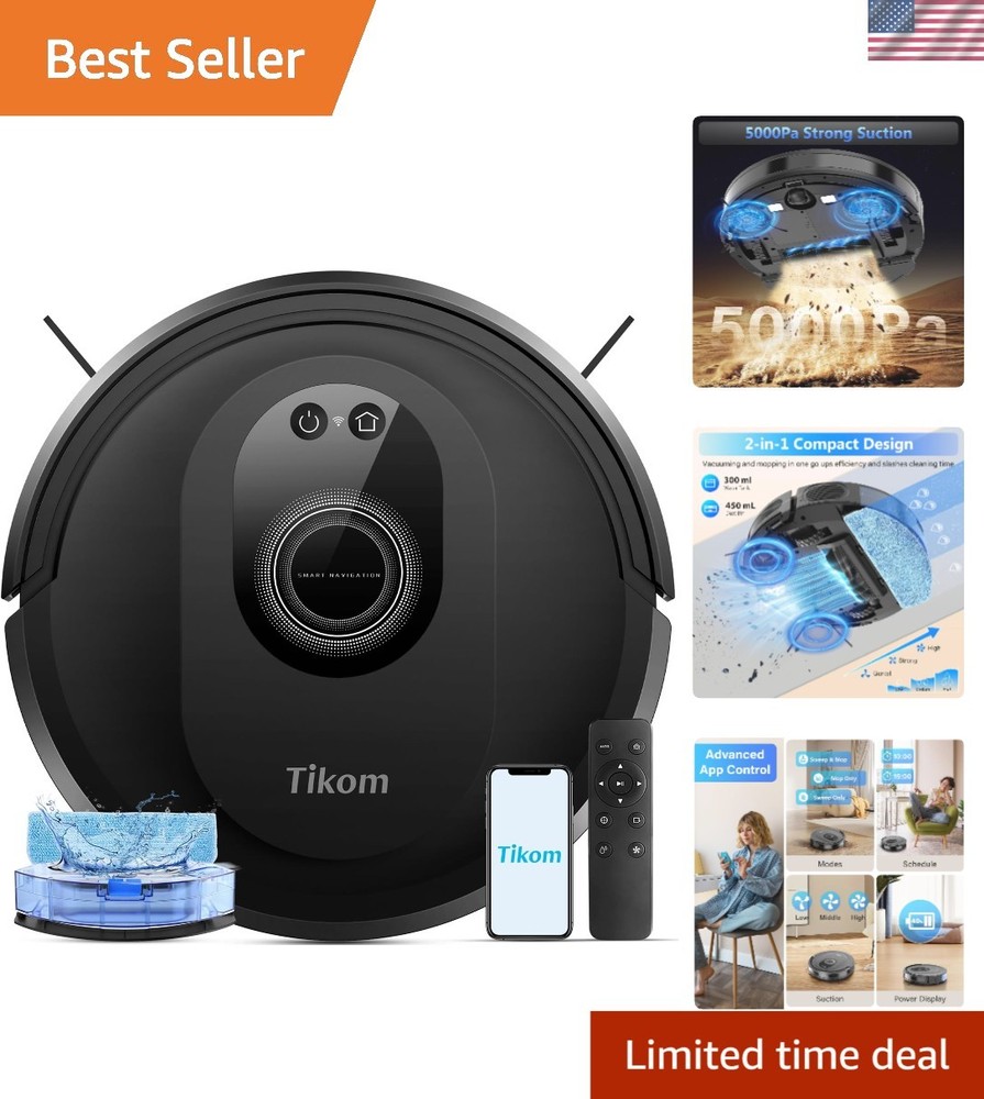 G8000 Max Robot Vacuum and Mop Combo 5000Pa with App Control for Smart Cleaning