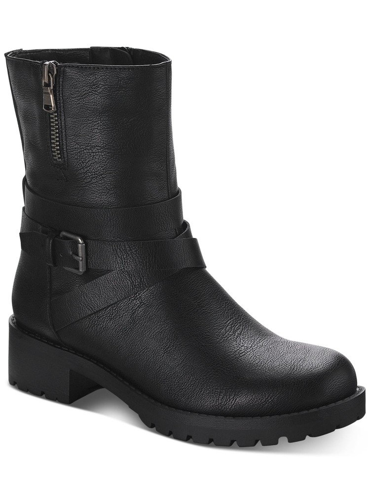 SUN STONE Womens Black Stellaa Round Toe Block Heel Zip-Up Riding Boot 10 M