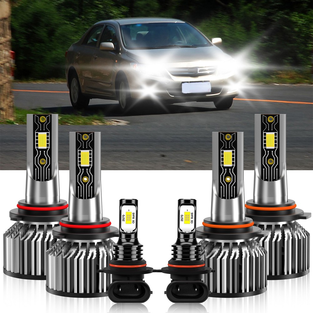 For Toyota Corolla 2005-2008 6Pcs LED Headlight High Low + Fog Light Bulbs Combo