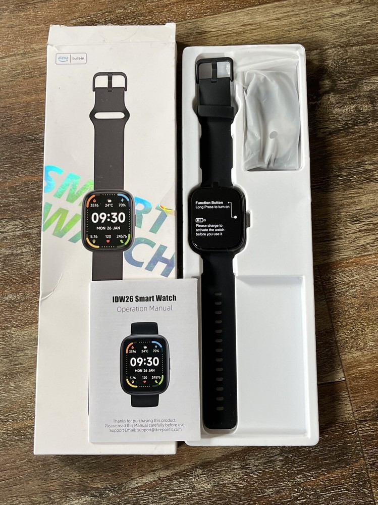 KeepOnFit 1.83 Inch Touch Screen Smartwatch with Alexa Built-In IDW26 in Black