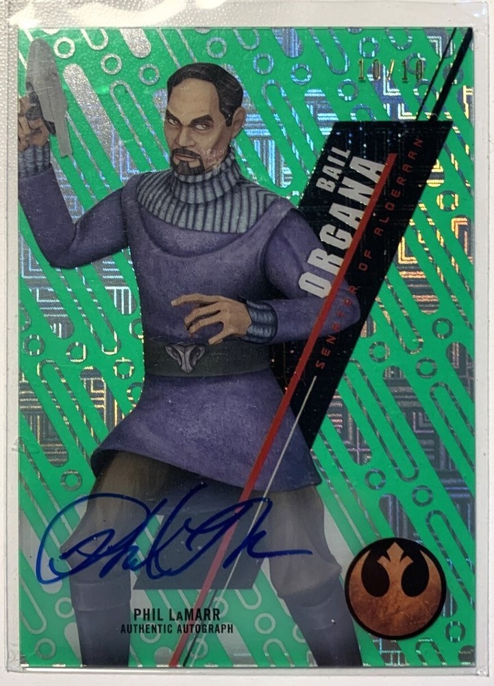2016 Topps Star Wars High Tek Phil Lamarr Bail Organa Green Auto 10/10 Alderaan