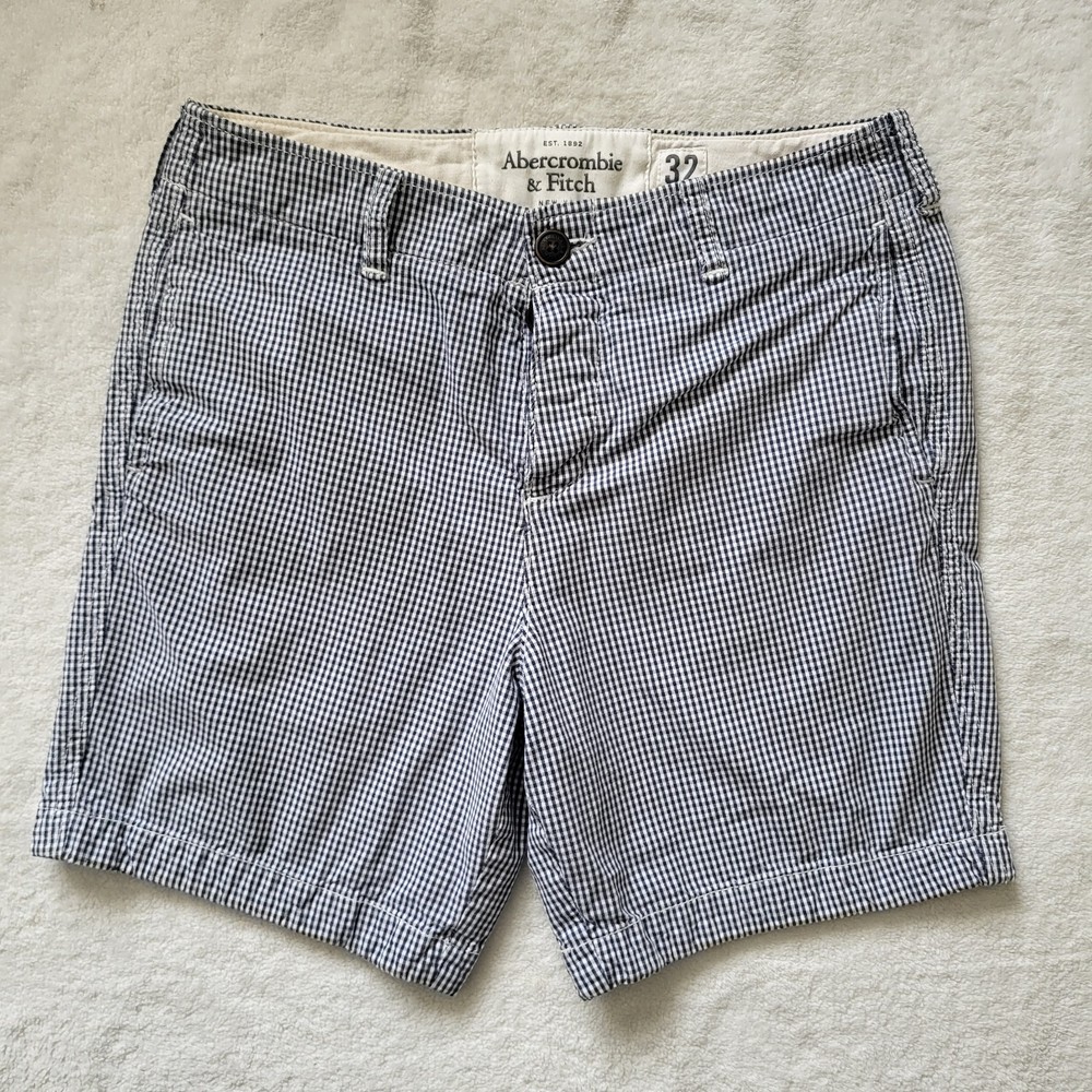 Abercrombie & Fitch Shorts Men's Size 32 Blue White  Preppy Beach Y2K