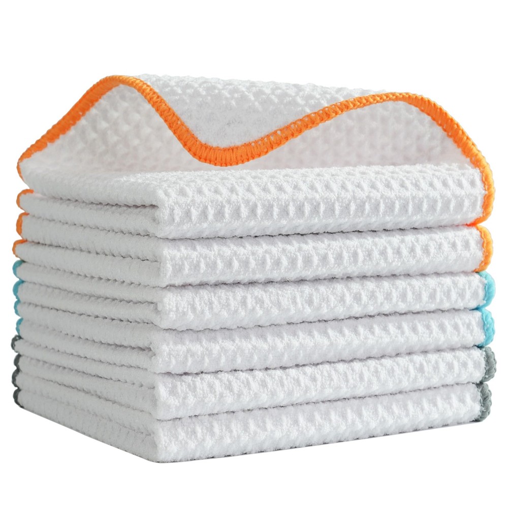 Ultra Soft Premium Waffle Weave Microfiber Dish Cloths 6 Pack 12x12 Inch