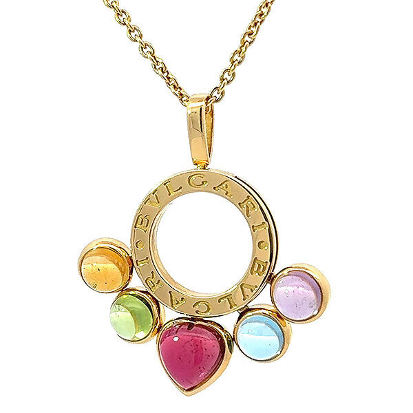 BVLGARI Allegra Multicolor Necklace in 18K Yellow Gold with Brilliant Gemstones Model 77836