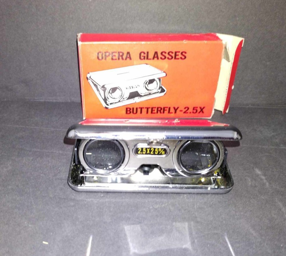Opera Glasses Binoculars 2 .5 X Adjustable  Folding Red Compact  Free Shipping