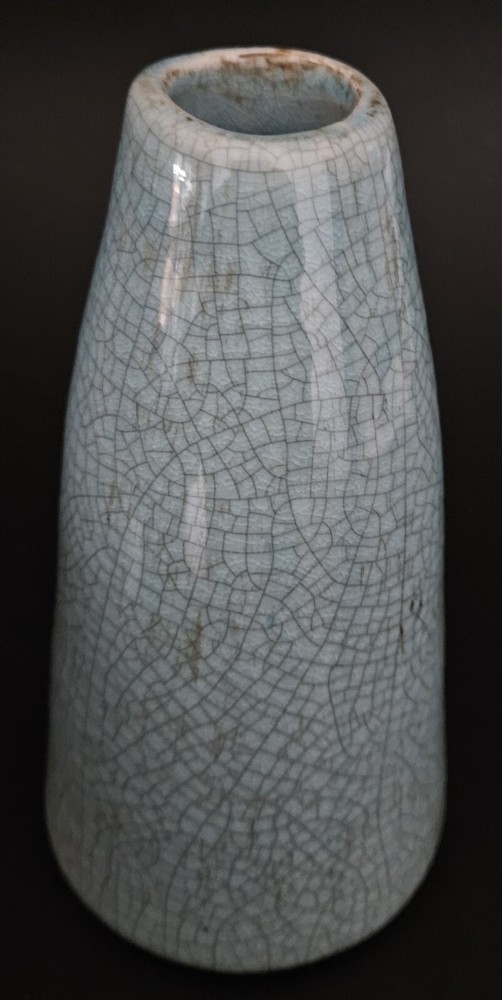 Turquoise Glazed Terracotta Cone Shaped Vase 6 Inches