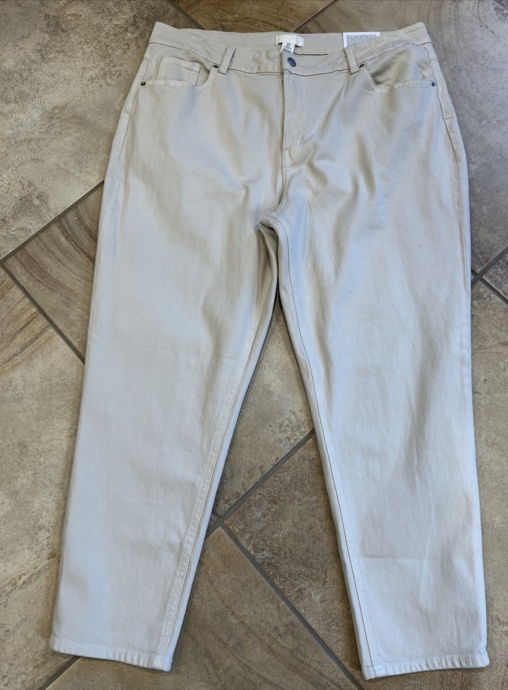 H&M Women 18 ivory comfort stretch high waisted ankle length jeans L1