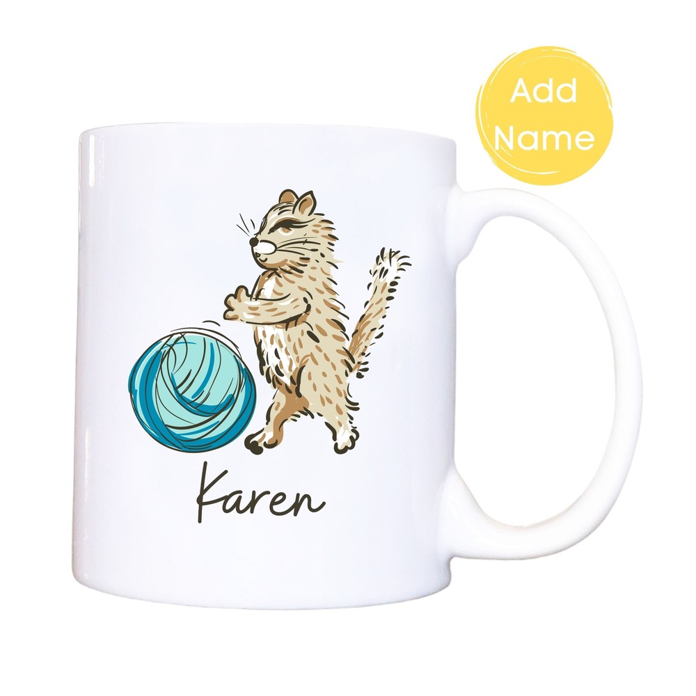 Gift Idea For Knitters Crocheters Cat Lovers Cute Cat Personalised Coffee Mug