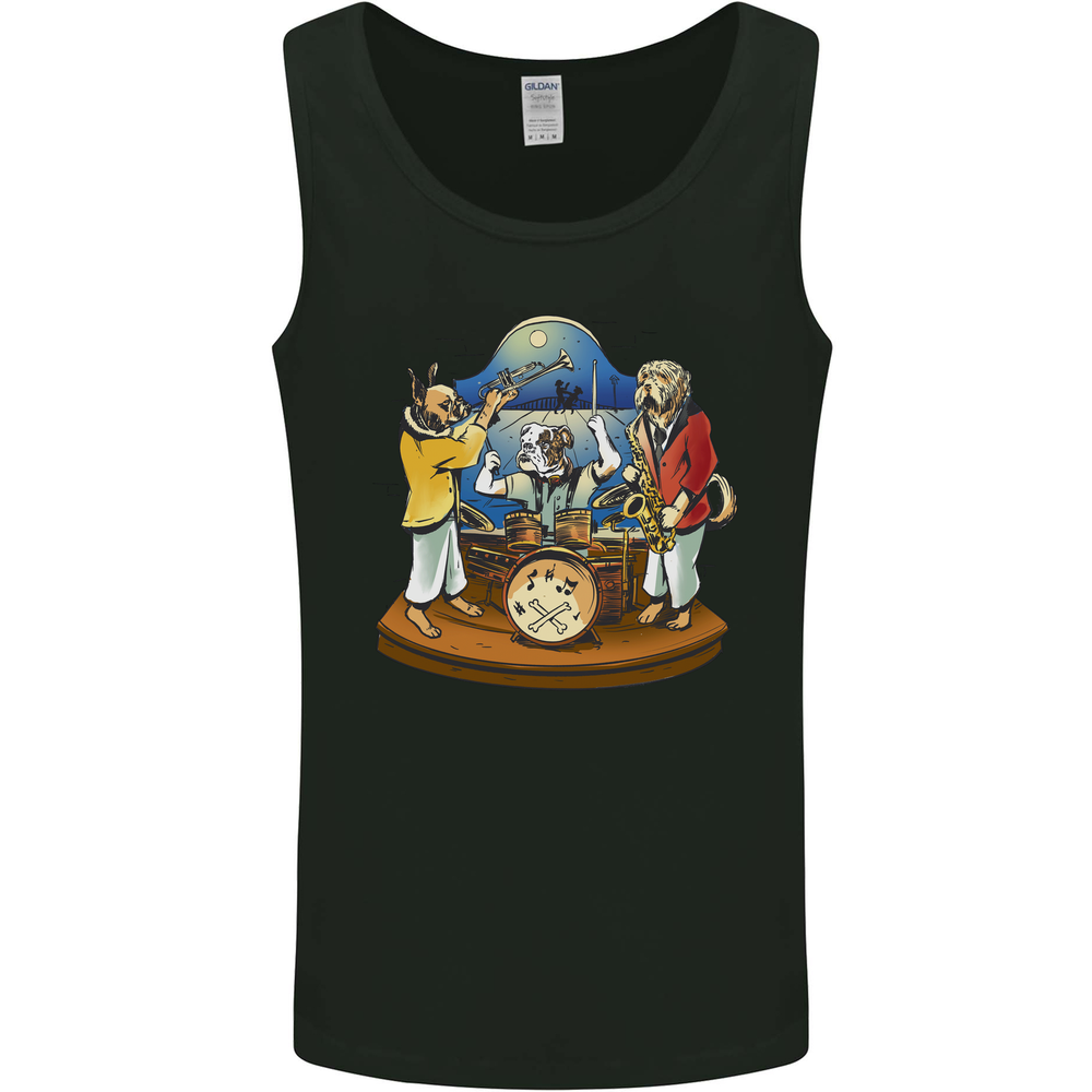 A Dog Jazz Band Music Drums Trumpet Mens Vest Tank Top