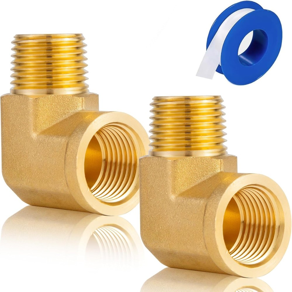 2-Pack 1/8 Inch 90° Brass NPT Male Street Elbow Fitting