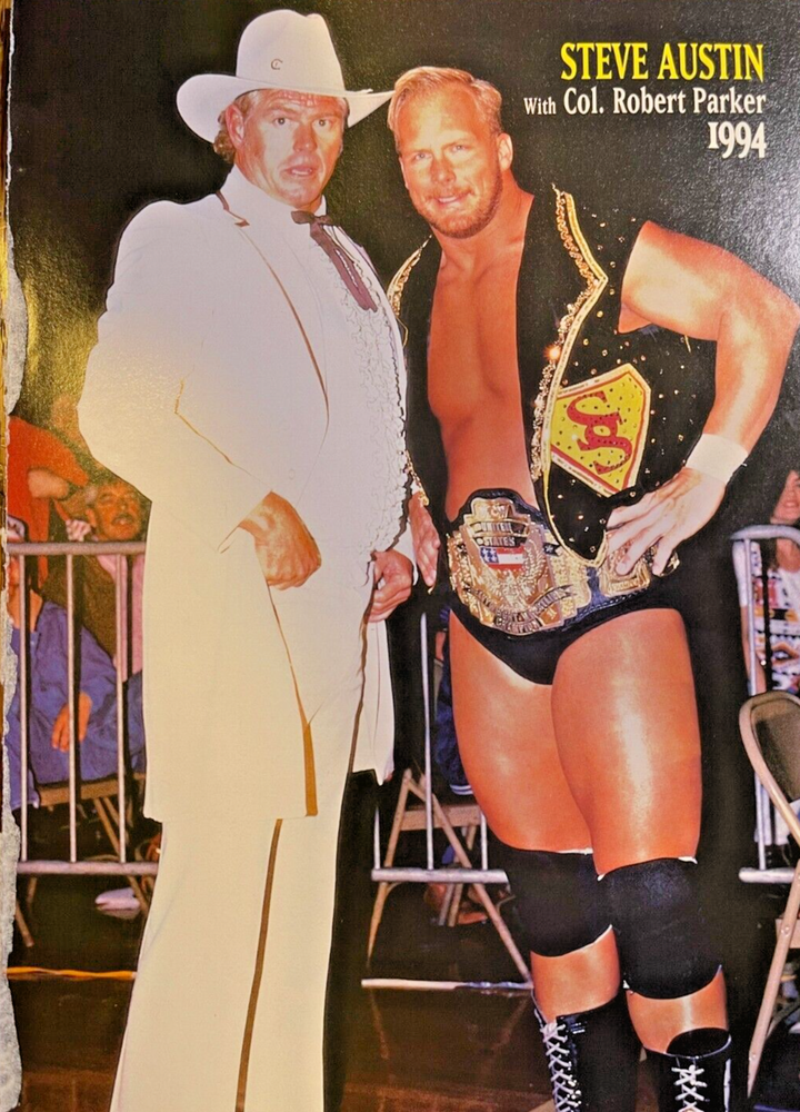 Magazine Illustration Pro Wrestler Steve Austin With Colonel Robert Parker