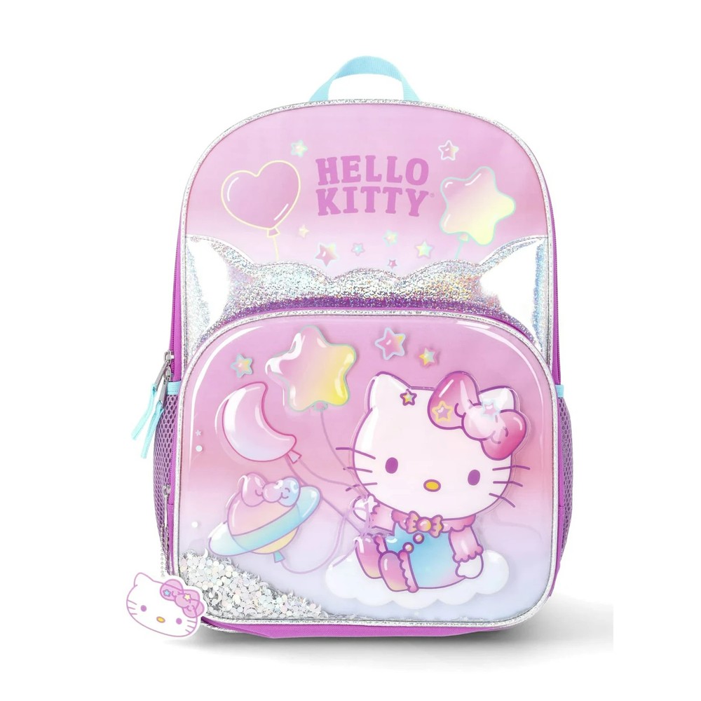 Hello Kitty Cloud Graphic Backpack and Keychain for Girls 17 Inch