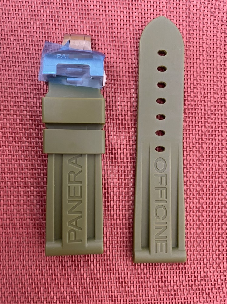 24mm Silicone Rubber Strap for 44mm Panerai Luminor PAM Watches with Deployment Clasp