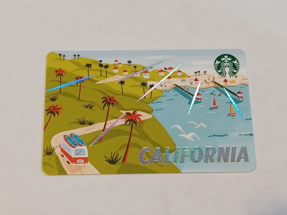 STARBUCKS GIFT CARD (CALIFORNIA) NEW NEVER SWIPED PIN INTACT (COLLECTIBLE, NO...-image