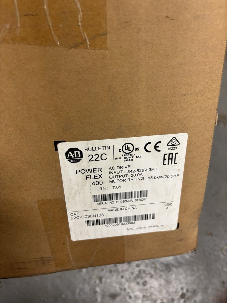 Allen Bradley 22C-D03N103 Power Flex 400 PowerFlex AC Drive 20 HP SER A