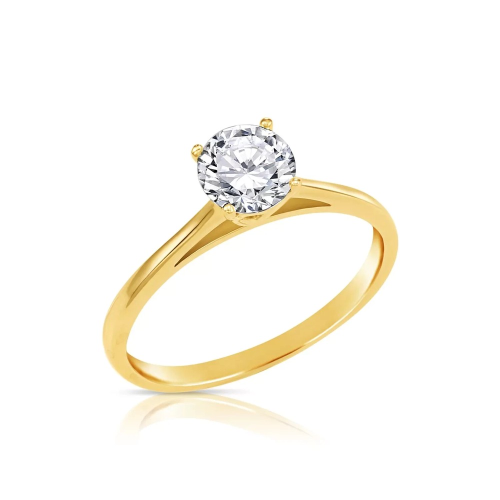 1.50Ct Round Cut Natural  Moissanite Women's Wedding Ring 14k Yellow Gold Plated