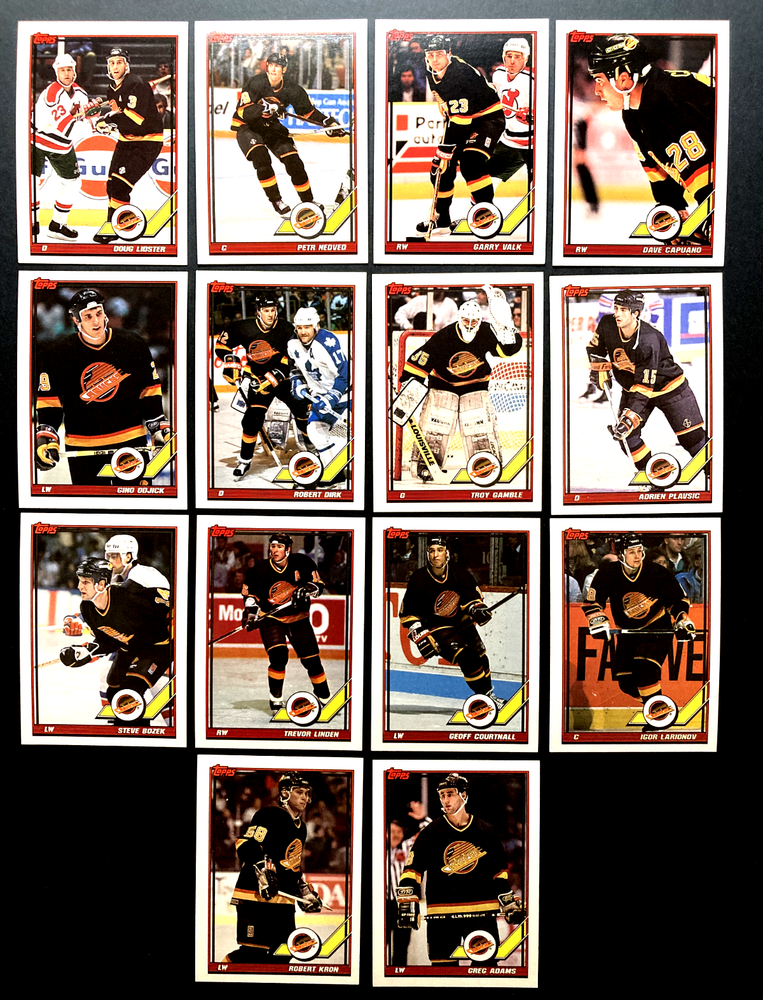 1991-92 Topps Vancouver Canucks Lot of 14 Cards in Excellent A-1 Condition