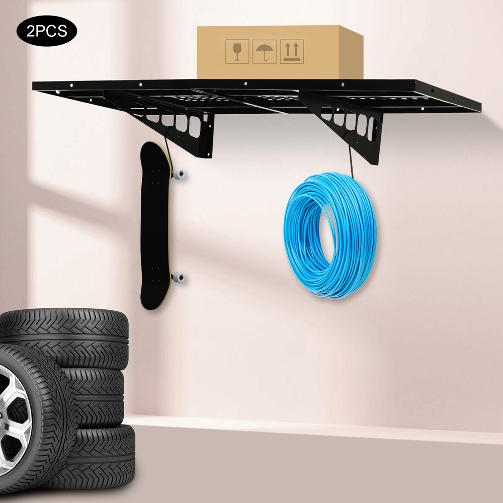 Garage Shelving, Garage Storage Shelves Heavy Duty Wall Mounted Black