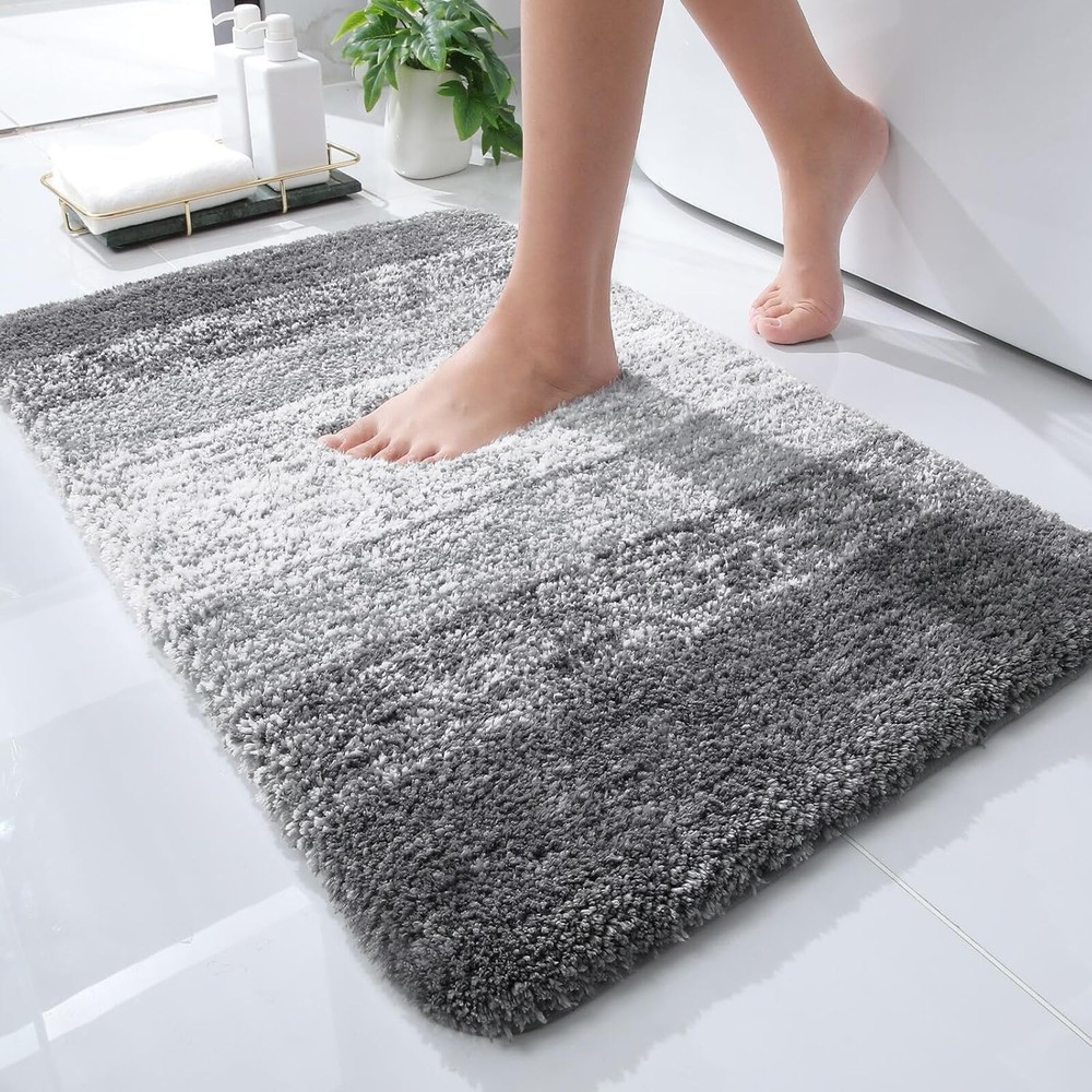 Soft Absorbent Microfiber Bath Rug 24x16 with Non-Slip Rubber Backing