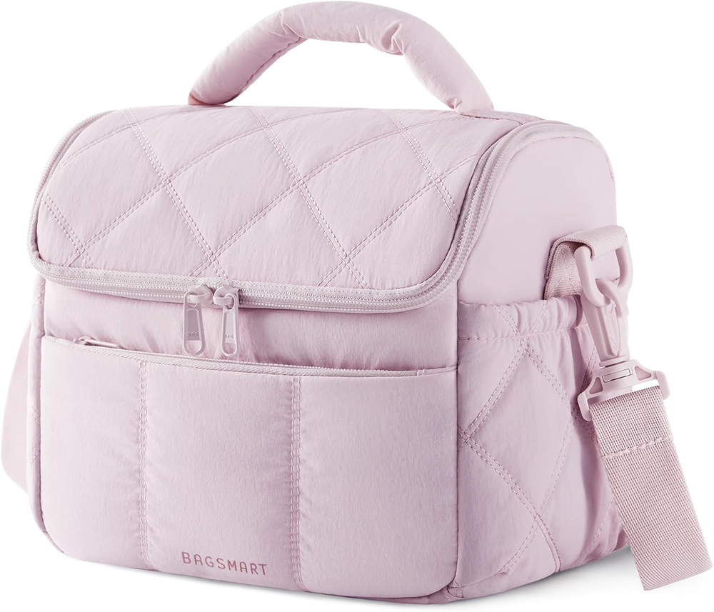 Insulated Lunch Bags for Women, Cute Quilted Lunch Box, Lightweight Puffy Padded