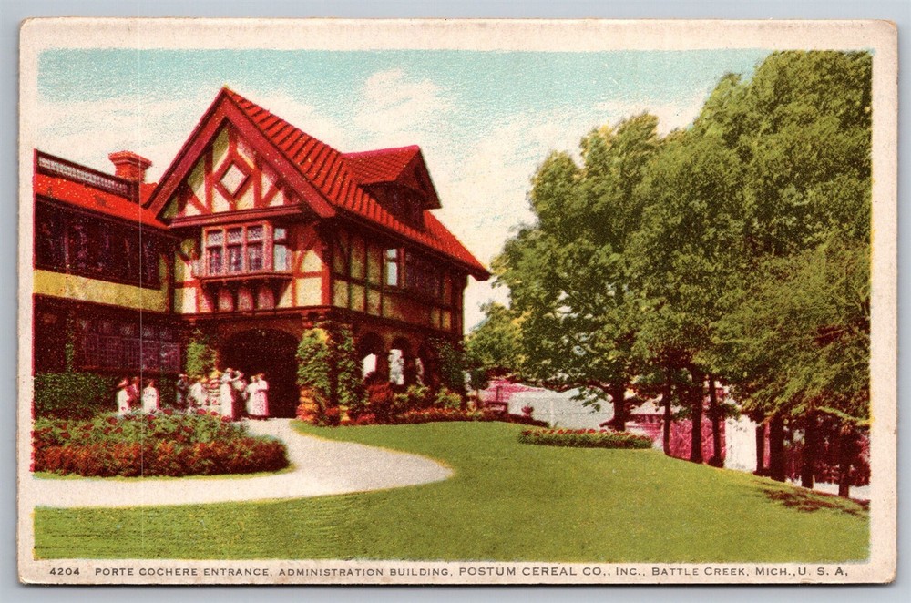 Postum Cereal Co Administration Building Battle Creek MI C1908 UDB Postcard U9
