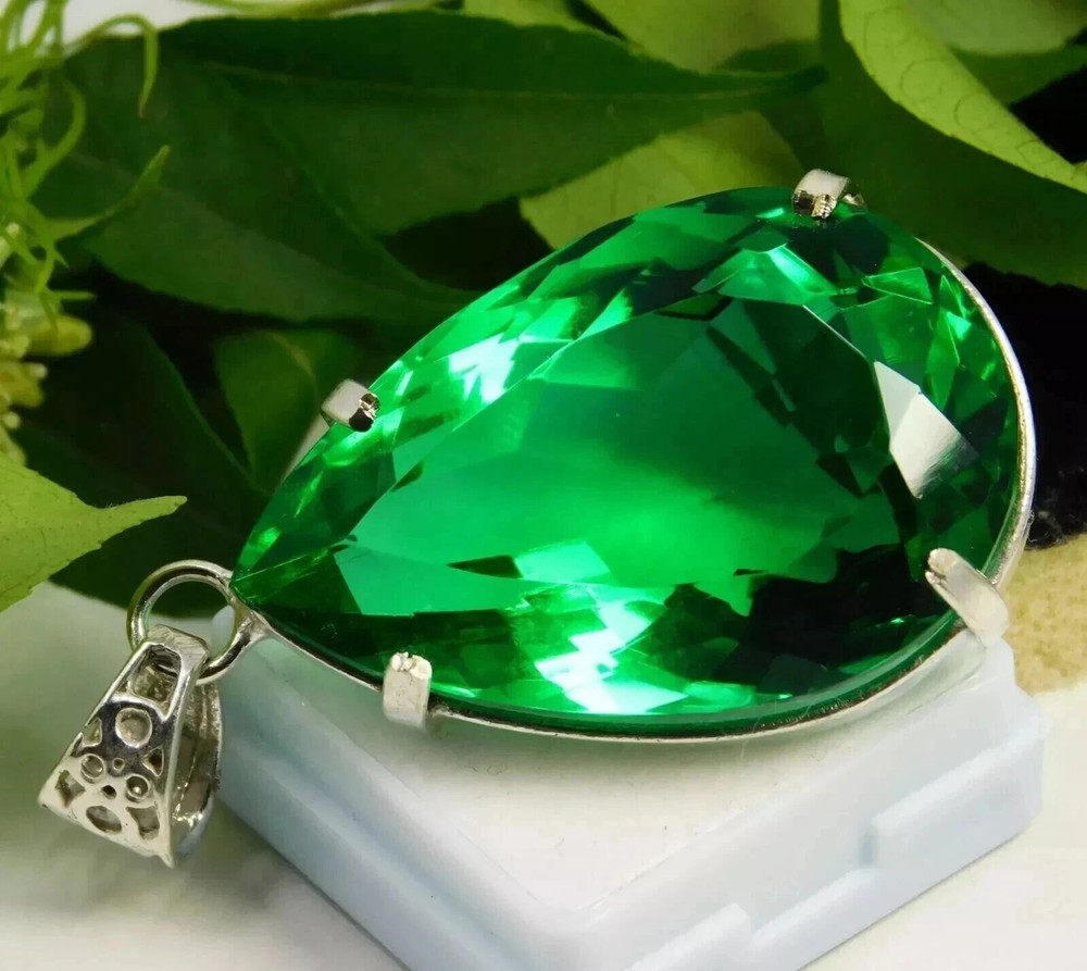 AA Certified Natural Green Topaz Pendant 95.92ct Pear Cut Gemstone Jewelry