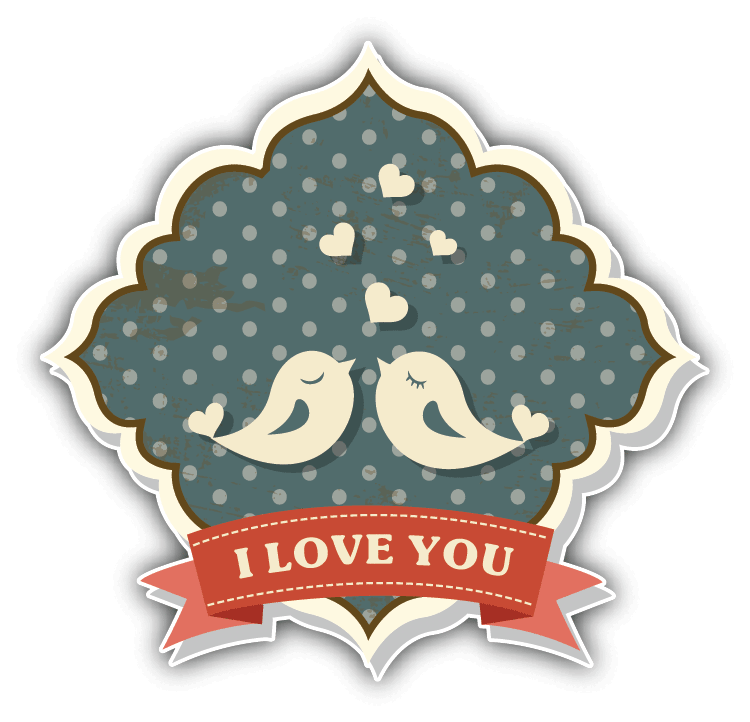 I Love You Valentine's Day Birds Vintage Car Bumper Sticker Decal